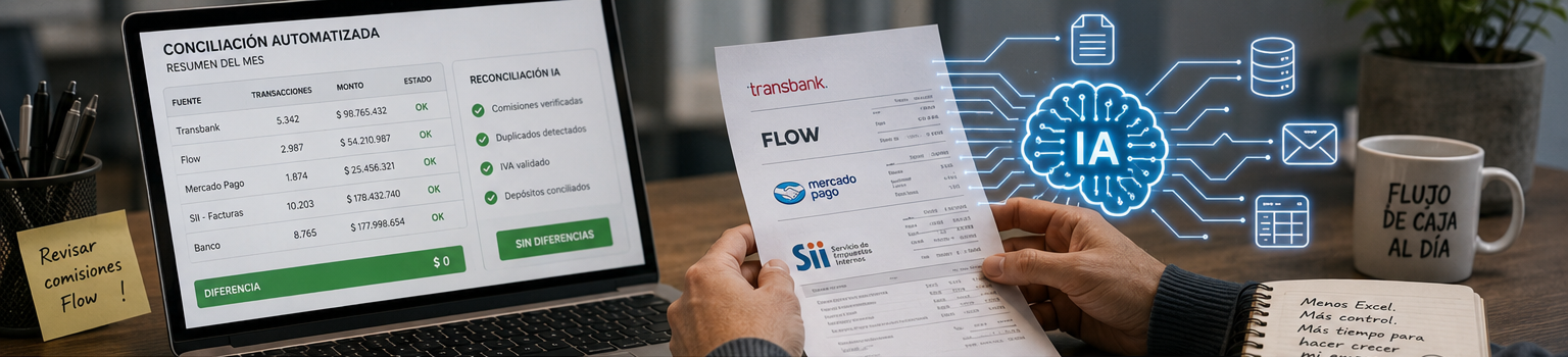 El dinero que tu PYME pierde sin darse cuenta: conciliación automática con IA entre Transbank, Flow y el SII